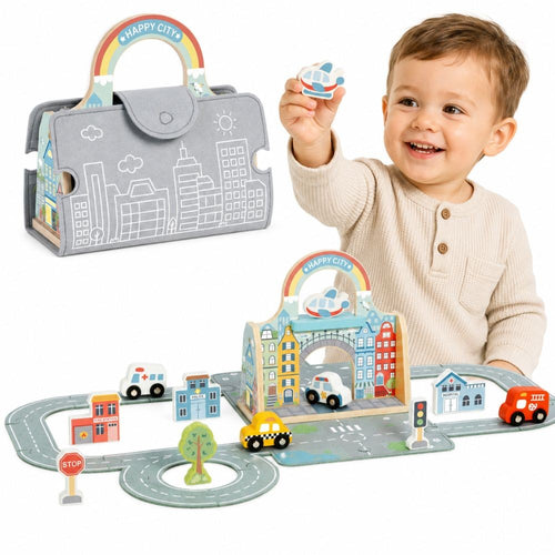 Tooky Toy Mini City pārnēsājama pilsēta koferī