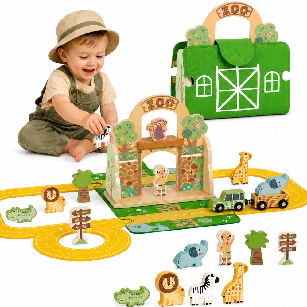 Tooky Toy Mini zoodārzs – pārnēsājams rotaļu komplekts