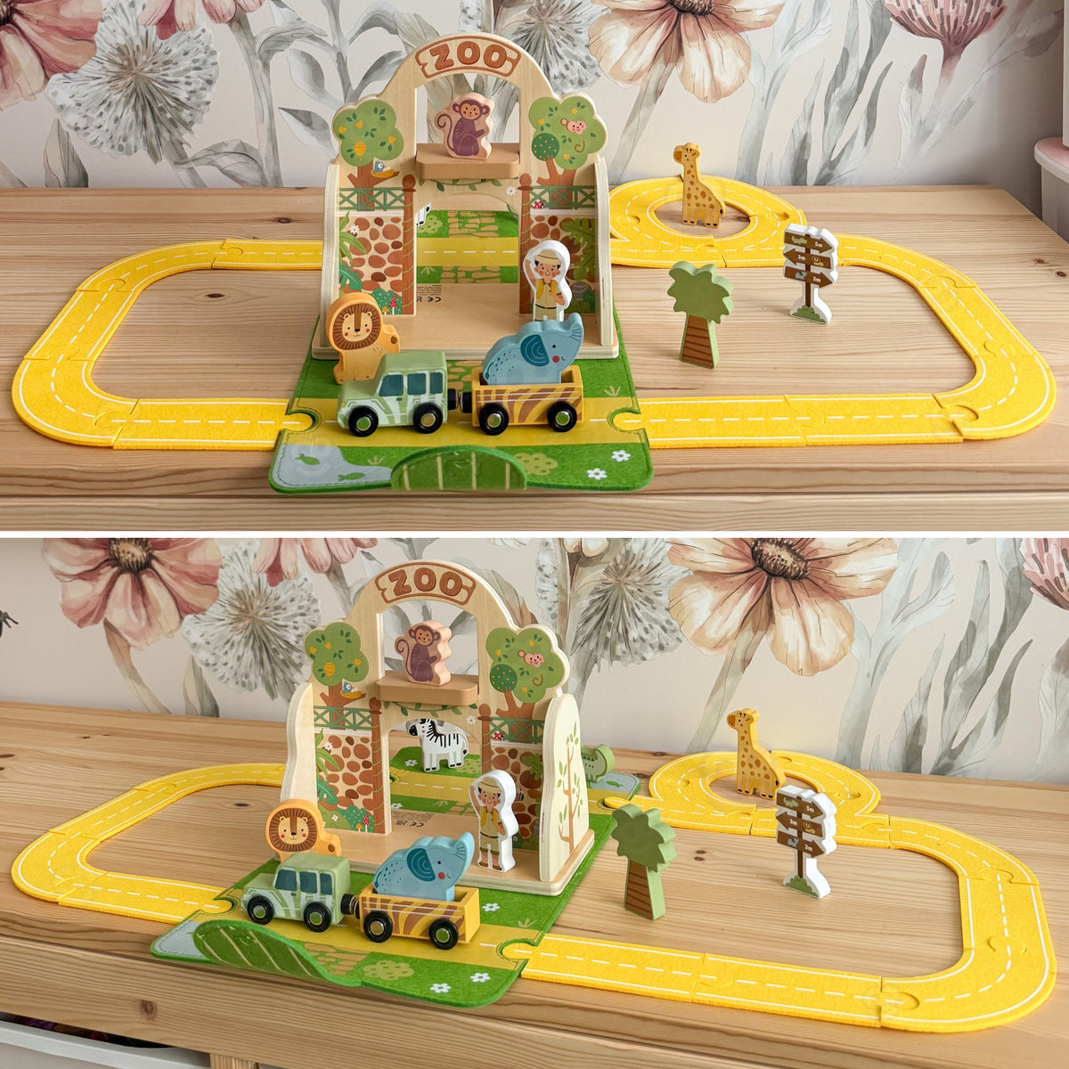 Tooky Toy Mini zoodārzs – mašīna ar piekabi