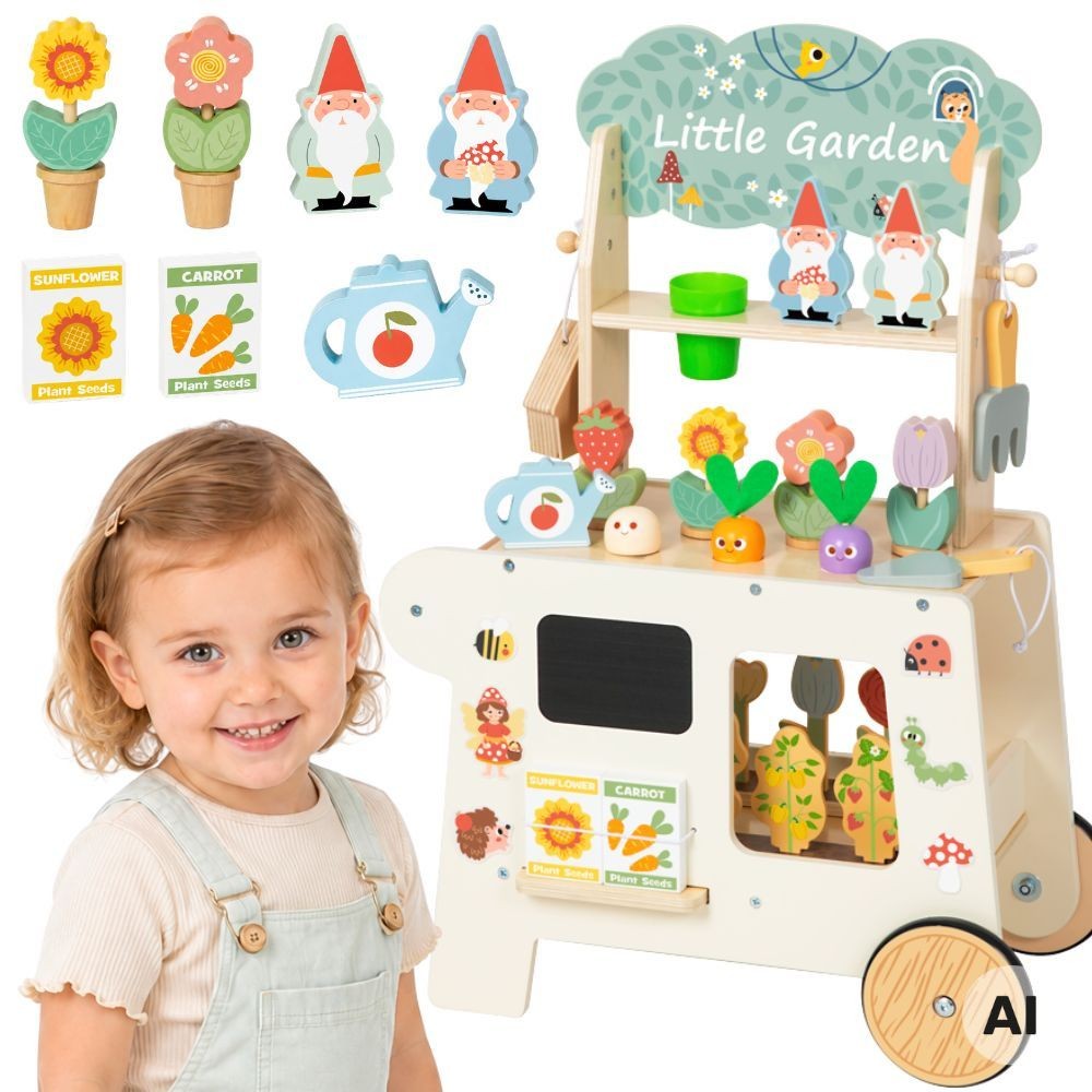 Tooky Toy koka dārza veikala ratiņi, 57 gab.