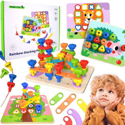 Tooky Toy Montessori peg and beam building board