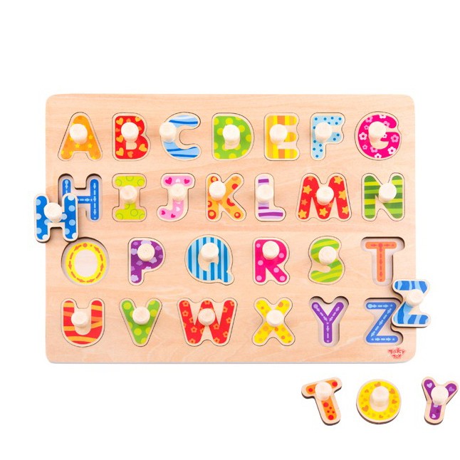 Tooky Toy alphabet puzzle – child placing a letter
