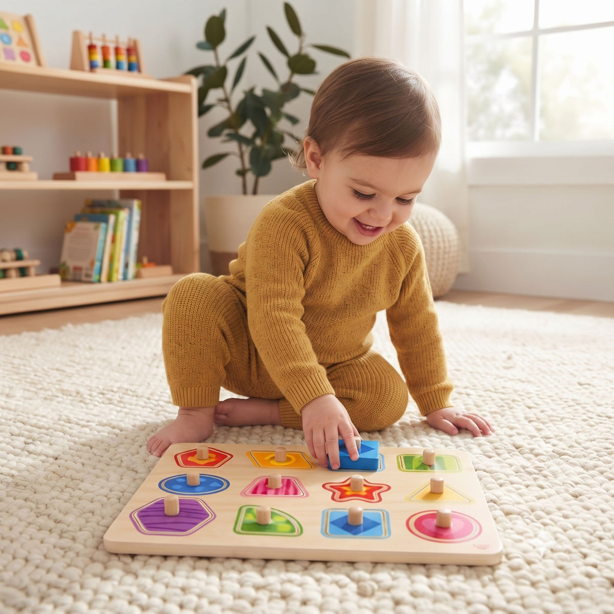 Tooky Toy shapes puzzle – shapes with pegs