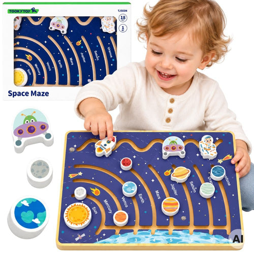 Tooky Toy koka kosmosa labirints Saules sistēma