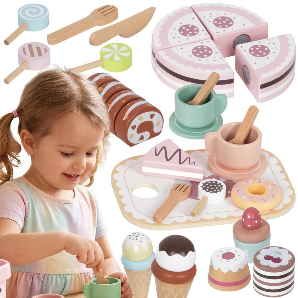 Tooky Toy Wooden Sweets and Ice Cream Set in a Box