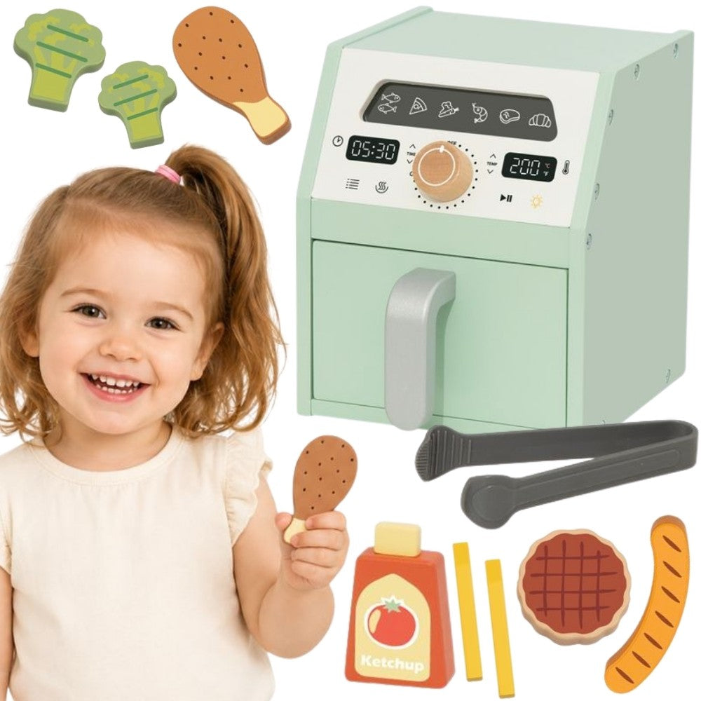 Tooky Toy Wooden Air Fryer with Play Food
