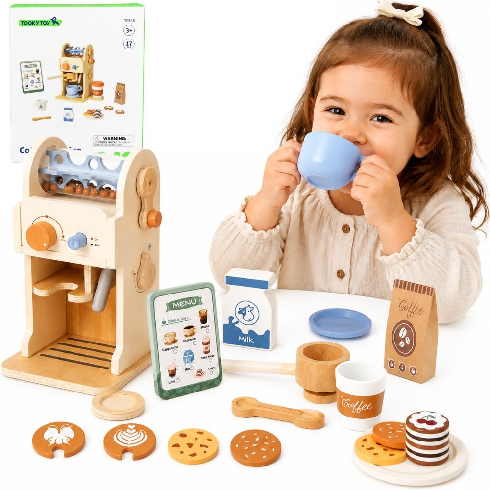 Tooky Toy Wooden Barista Espresso Machine Play Set