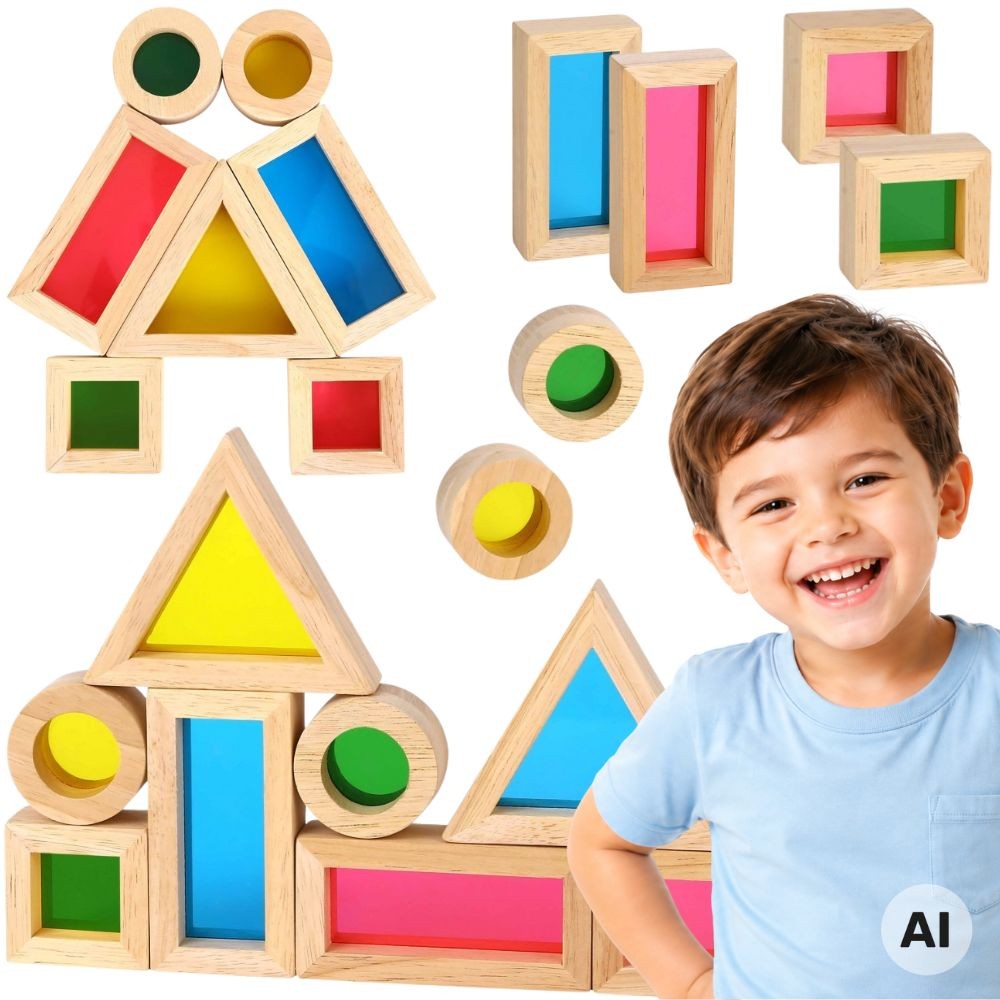 Tooky Toy koka krāsu spoguļklucīši, 8 gab., FSC