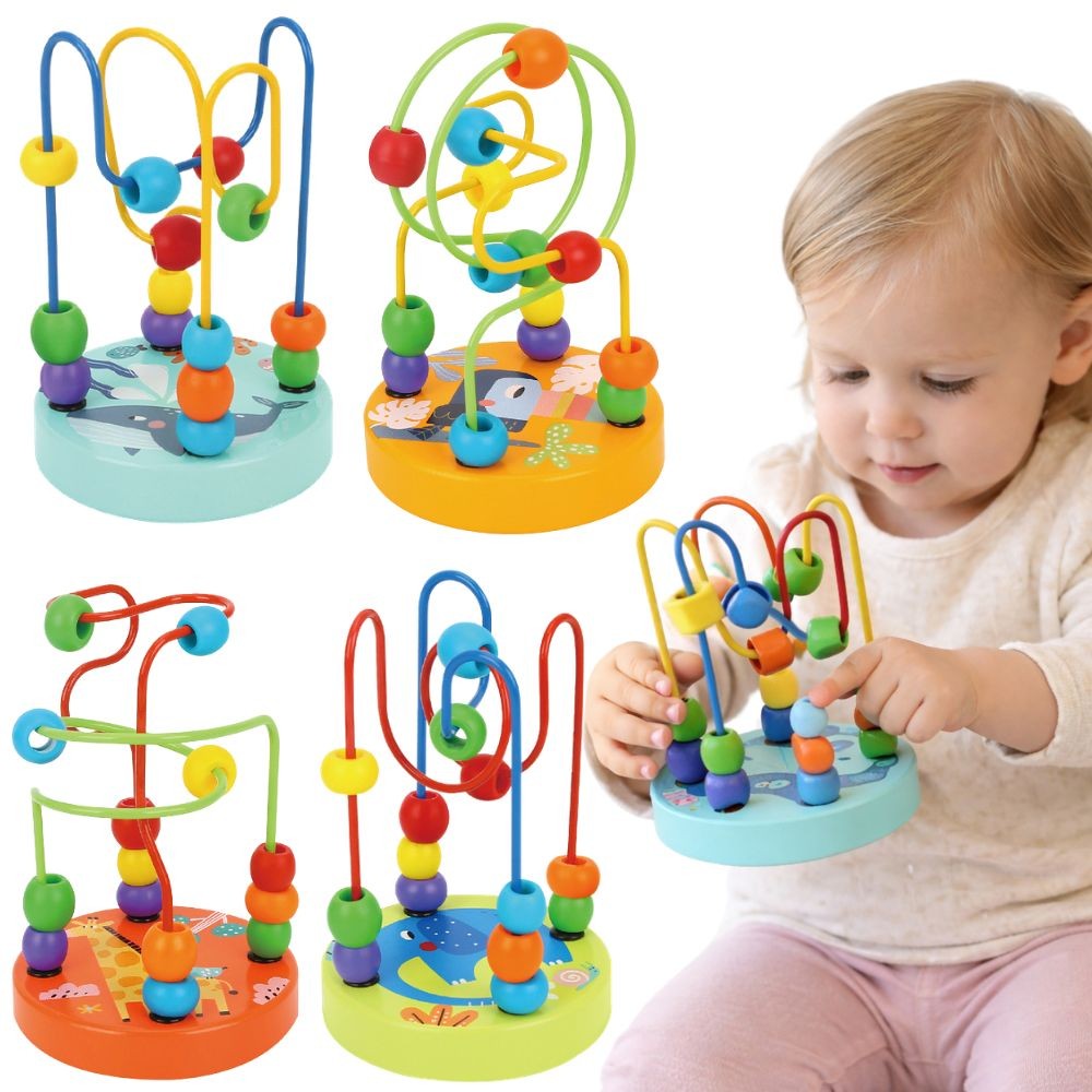 Tooky Toy koka motorikas labirints ar krellēm mazuļiem no 18 mēnešiem