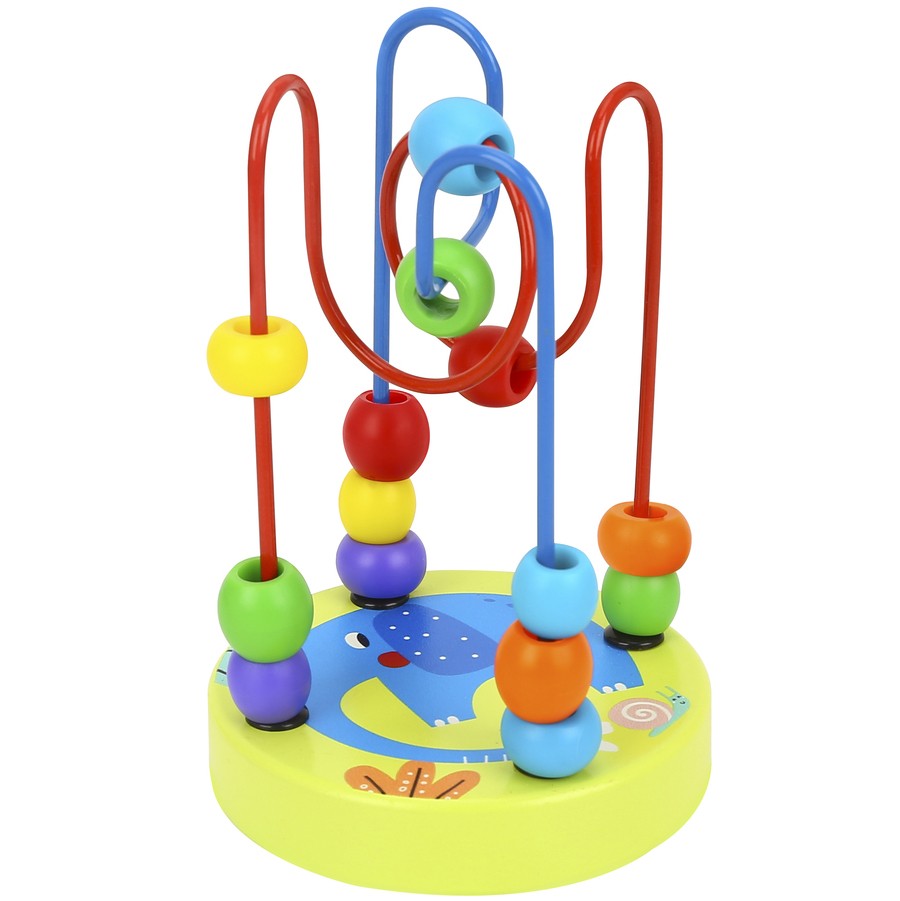 Wooden bead maze – wooden base with a painted animal design
