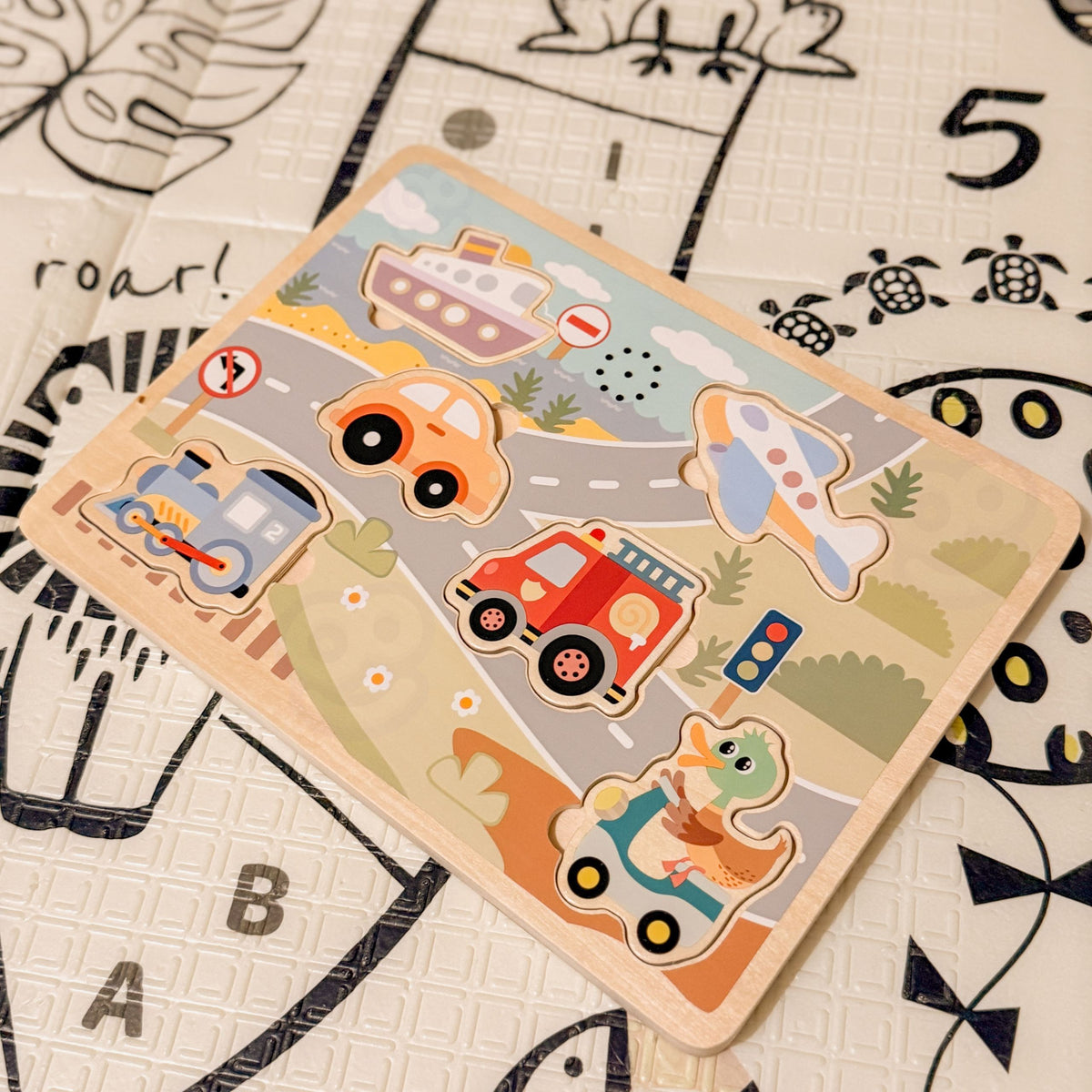 Interactive vehicle puzzle for kids from 18 months