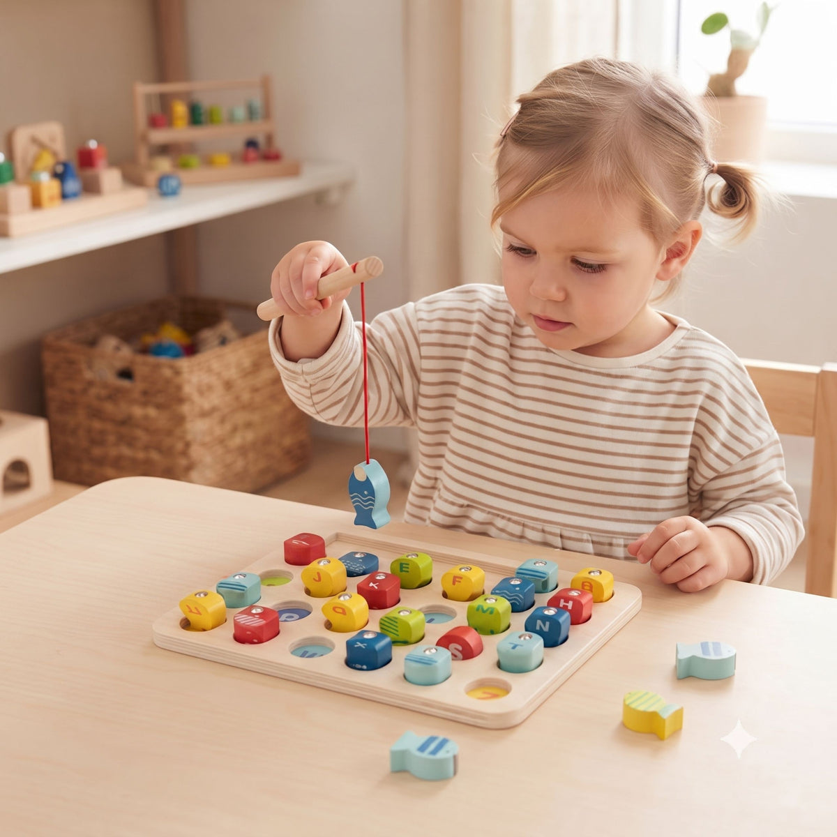 Magnetic fishing rods for catching the letter fish