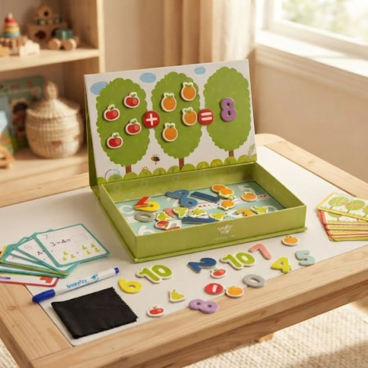 Tooky Toy matemātikas kaste – ciparu un augļu magnēti
