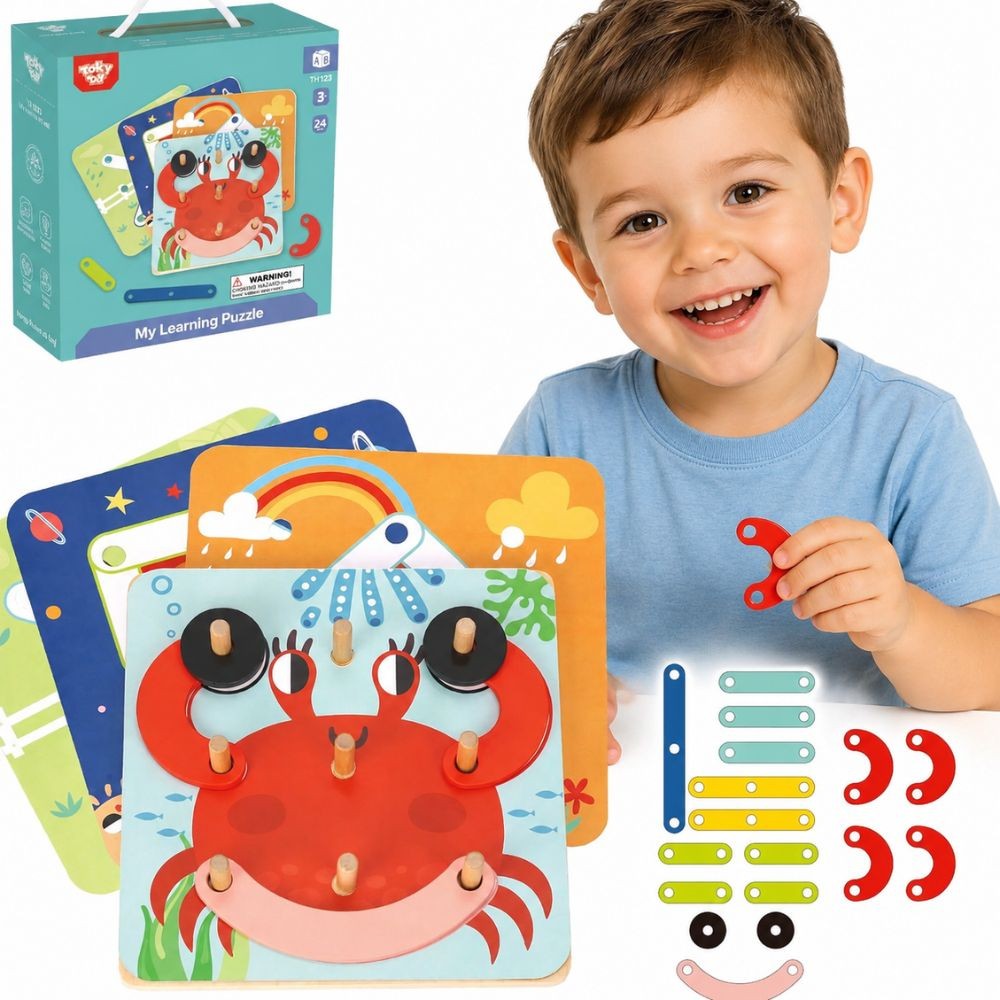 Tooky Toy koka mozaīkas puzle ar dzīvnieku paraugiem, 30 d.