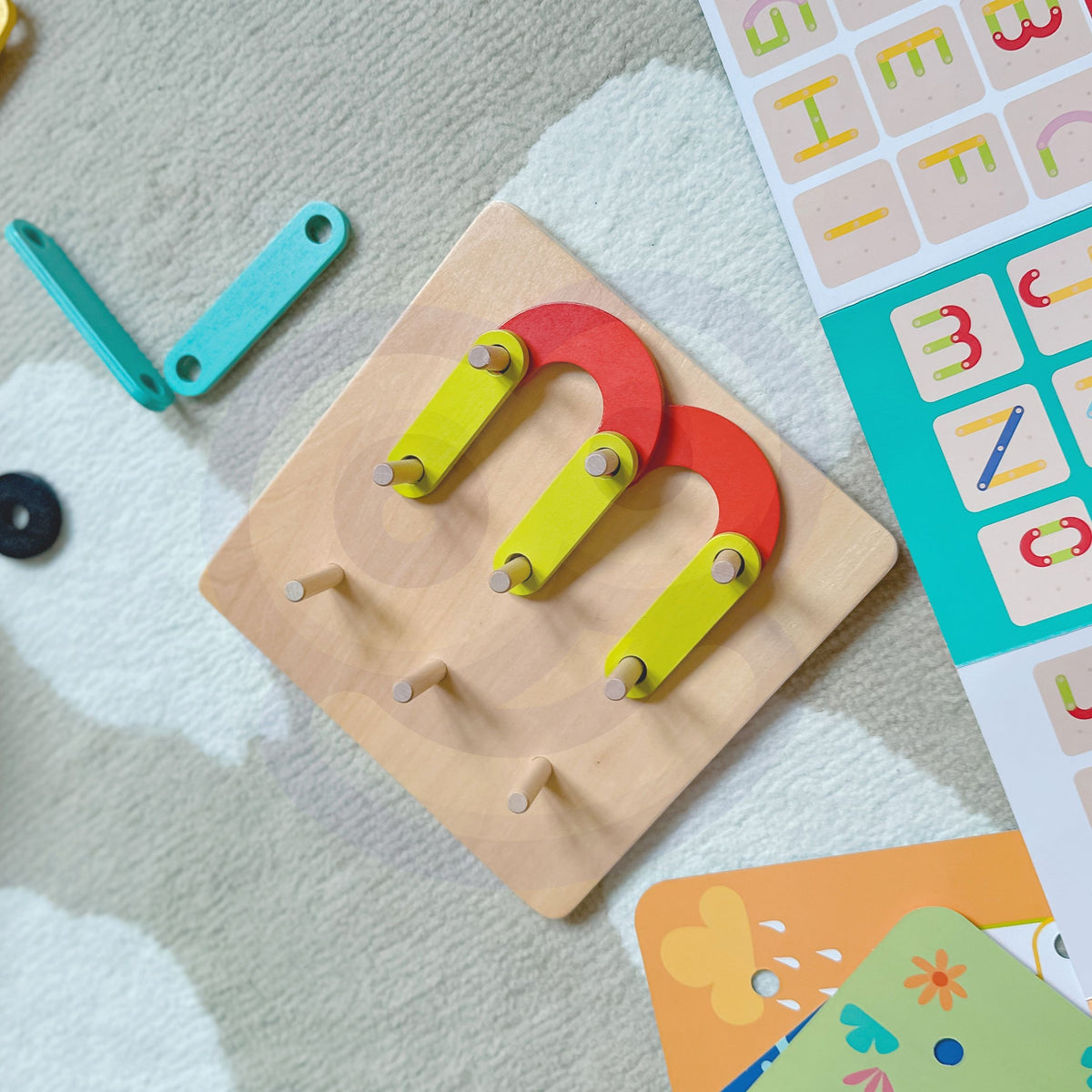 Tooky Toy koka mozaīka – ģeometriskas koka detaļas