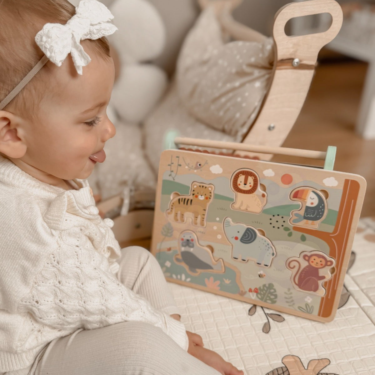 Tooky Toy safari skaņu puzle – mazulis spēlējas