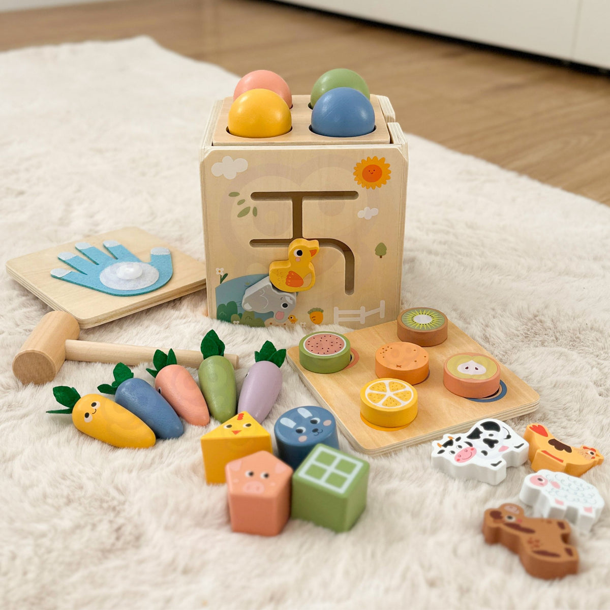 Tooky Toy 5-in-1 cube – carrot sorter for kids
