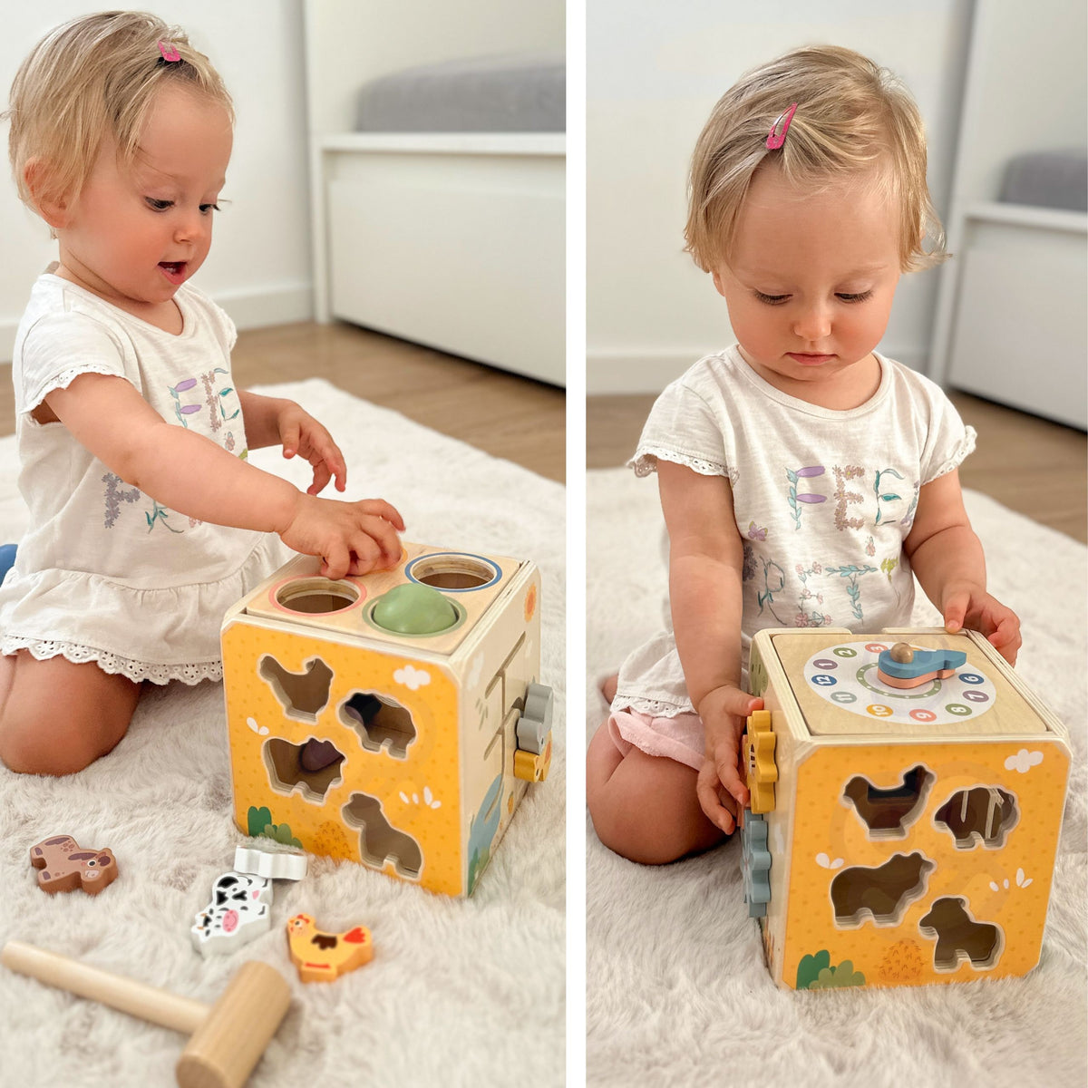 Tooky Toy 5-in-1 cube – clock top for kids