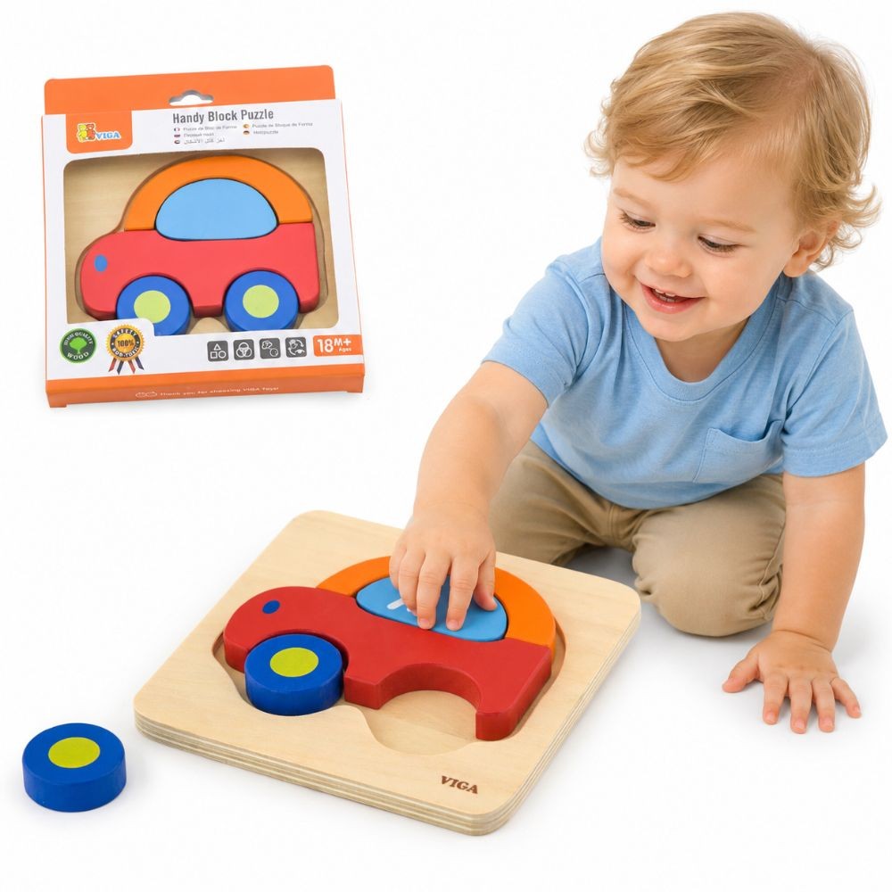 Viga baby's first wooden car puzzle for toddlers