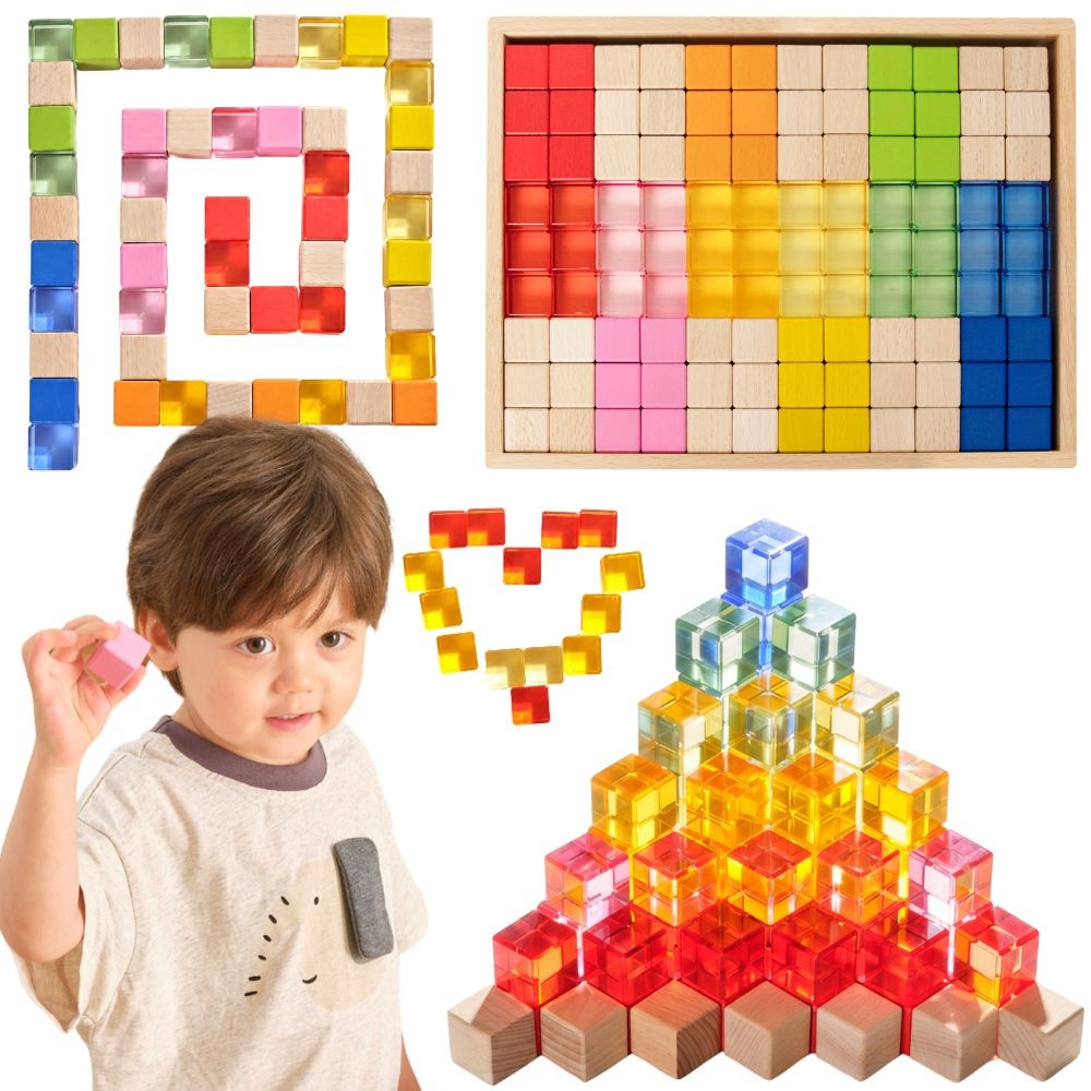 Viga Wooden and Acrylic Light Blocks, 108 pcs