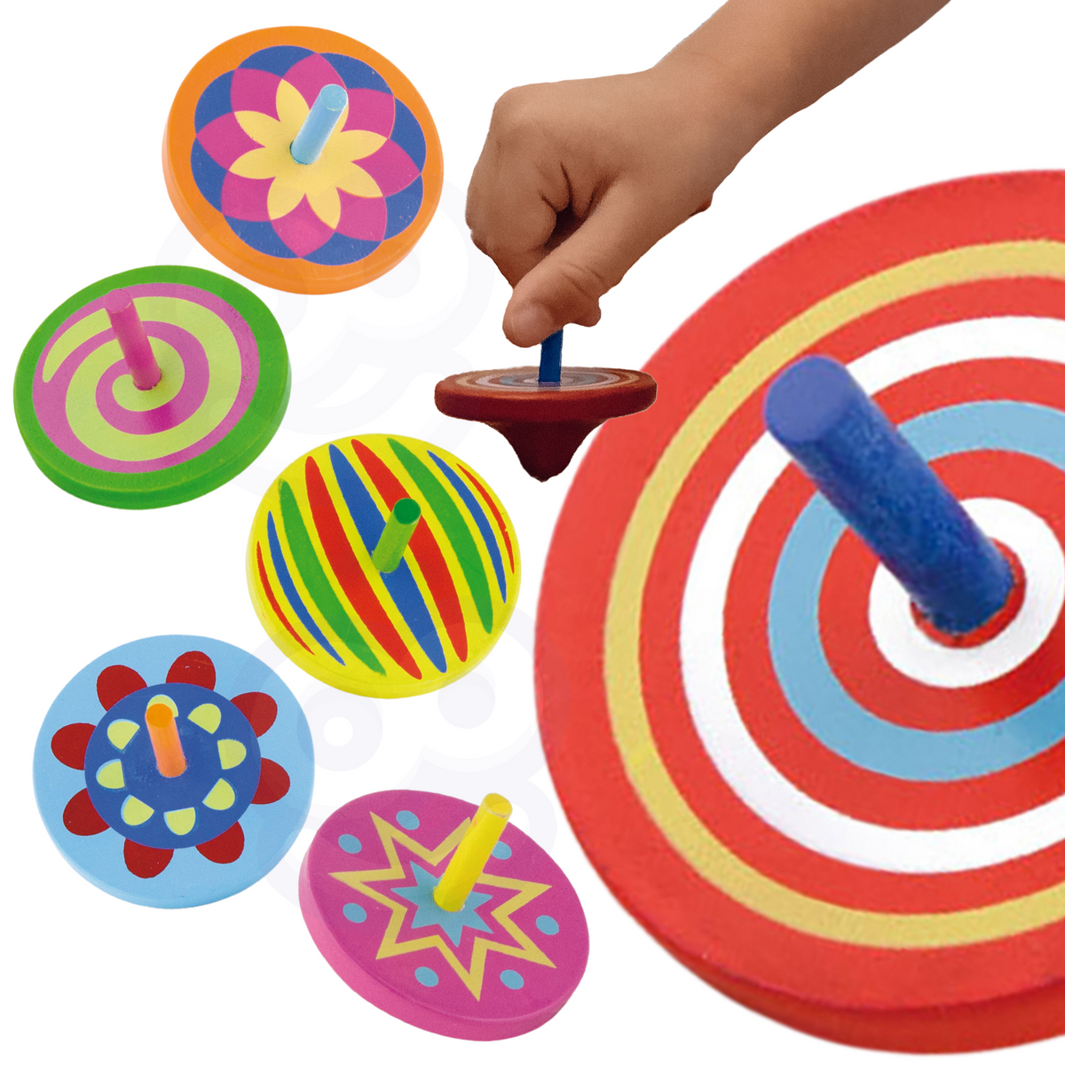 Viga colourful wooden spinning top for kids, 1 piece