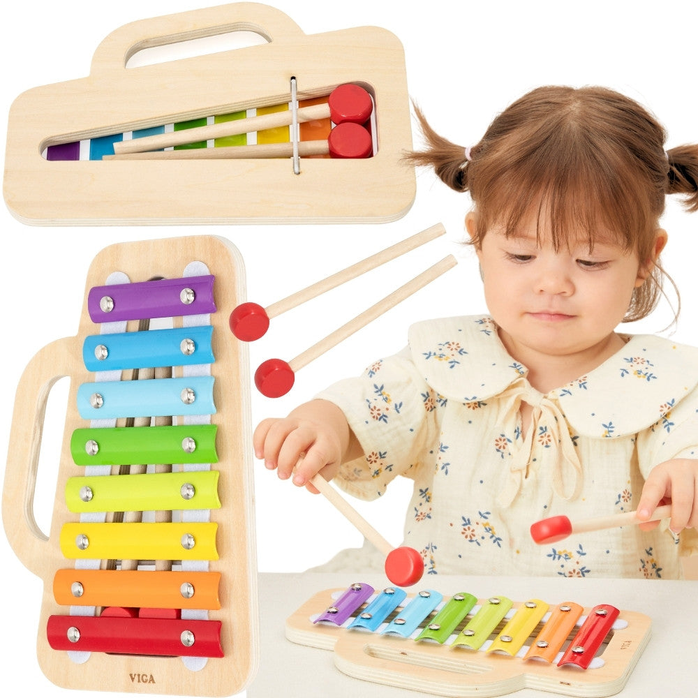 Viga Rainbow Wooden Xylophone, 8 Tones for kids