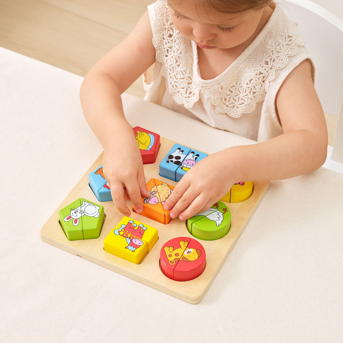 Animal halves puzzle – wooden base with frames