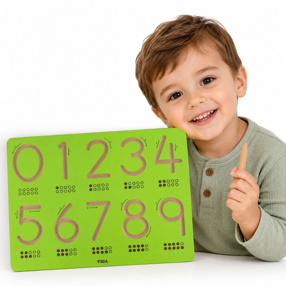 Viga Wooden Number Tracing Board 0–9 for kids