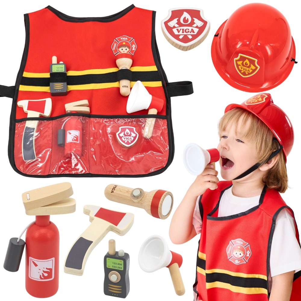 Viga little firefighter costume set with vest and helmet