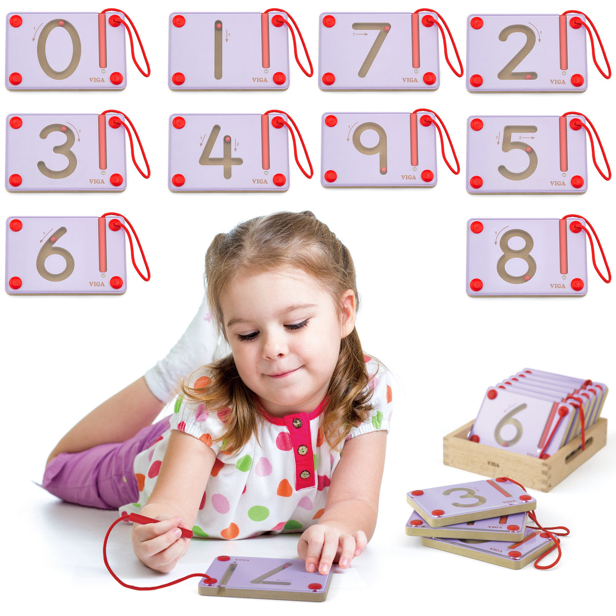 Viga Magnetic Number Writing Boards 0–9, FSC Wood