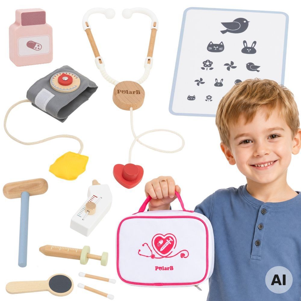 Viga wooden toy doctor kit in a carry case