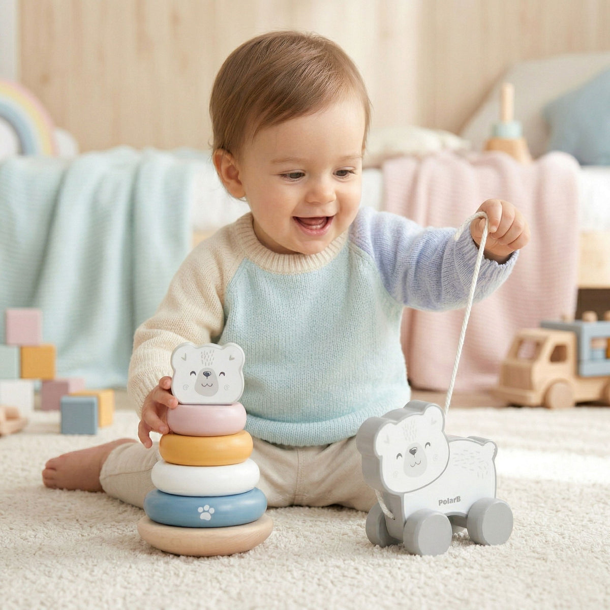 Viga PolarB polar bear set – toddler pulling the bear