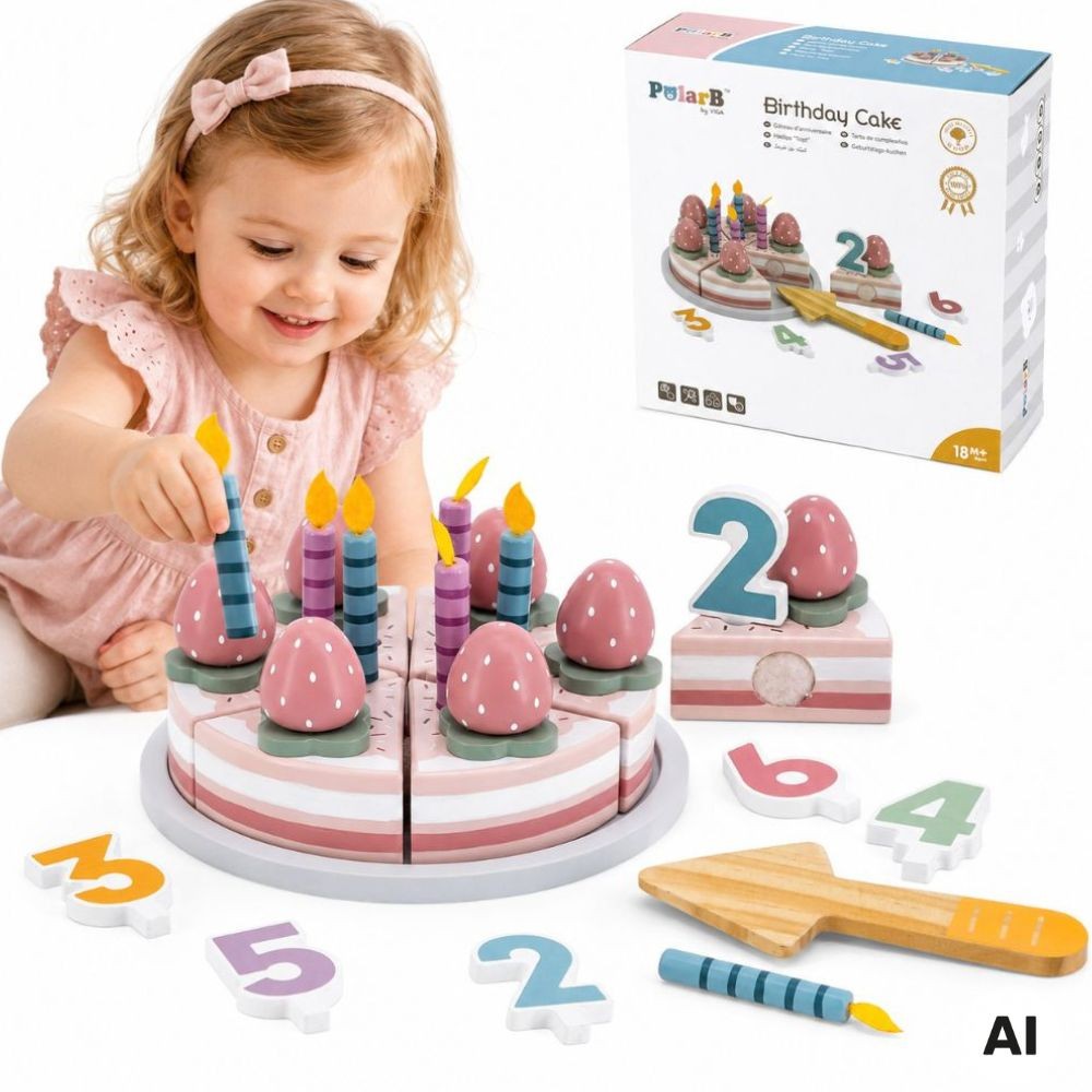Viga PolarB koka dzimšanas dienas torte ar cipariem