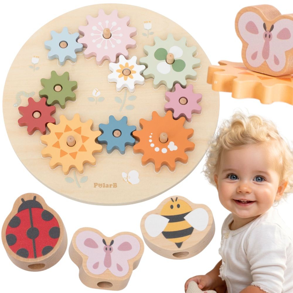 Viga PolarB Wooden Garden Gears Puzzle, 10 Gears