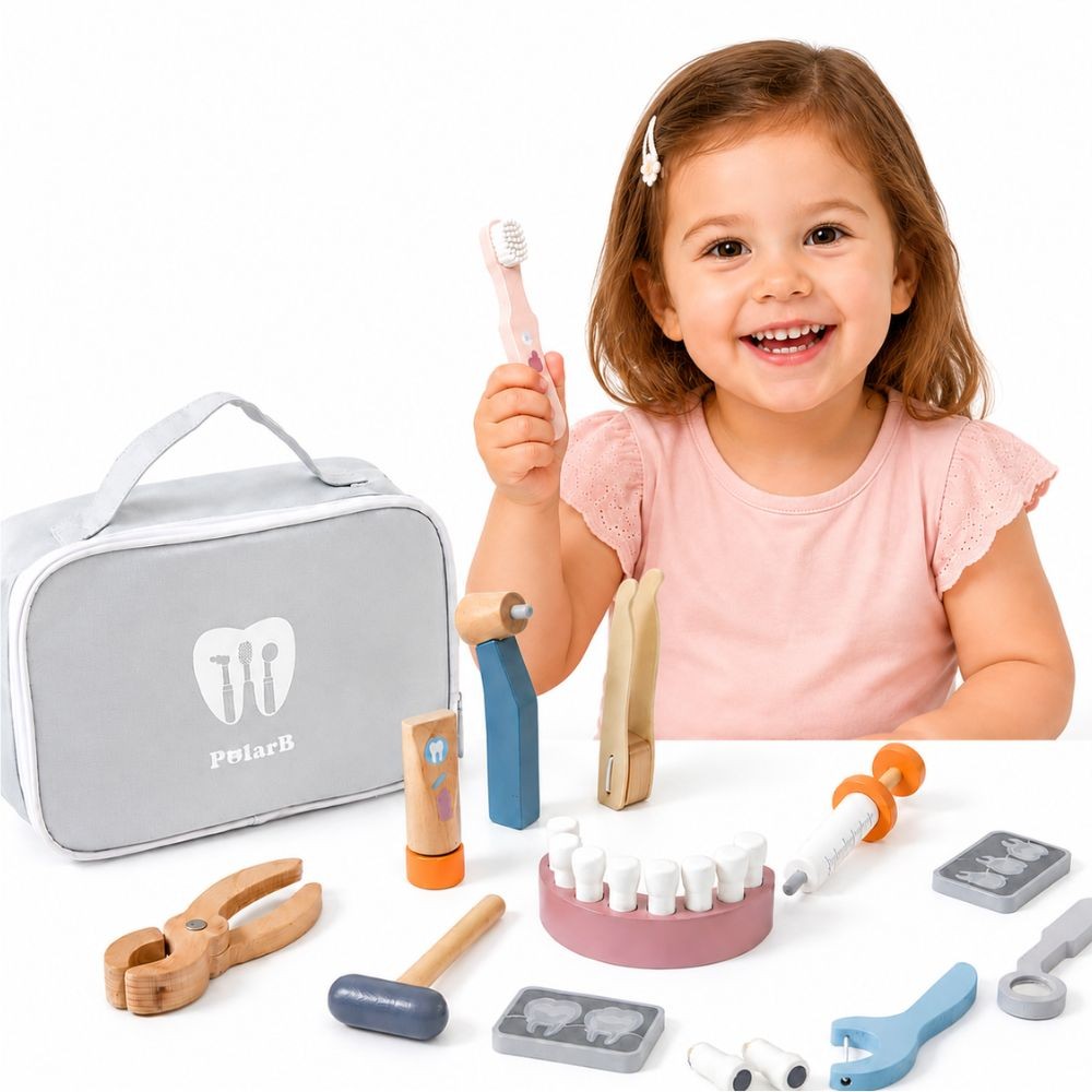 Viga PolarB wooden dentist kit in a carry bag