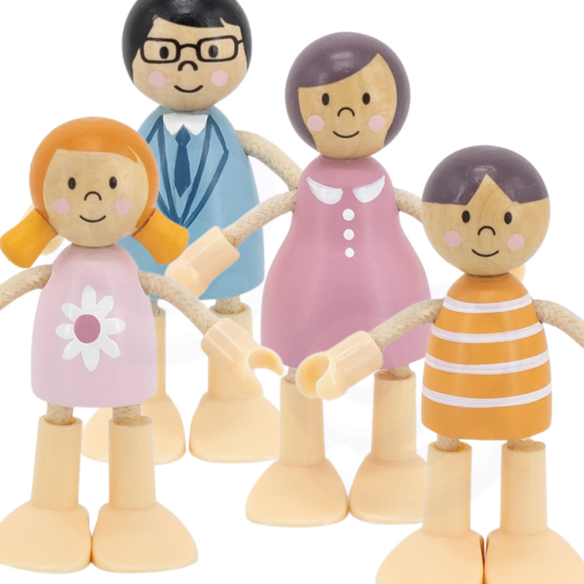 Viga PolarB Wooden Doll Family, 4 Figures