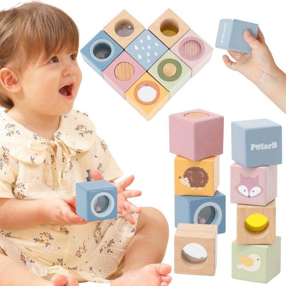 Viga PolarB Wooden Sensory Blocks, 8 pcs