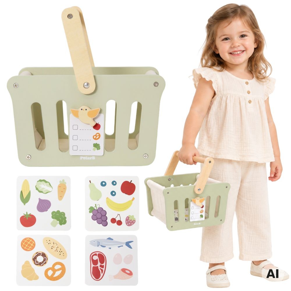 Viga PolarB Wooden Shopping Basket with Cards