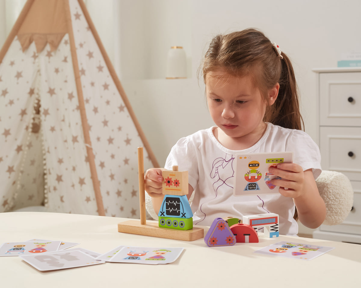 Viga wooden robot stacking puzzle – window gift box