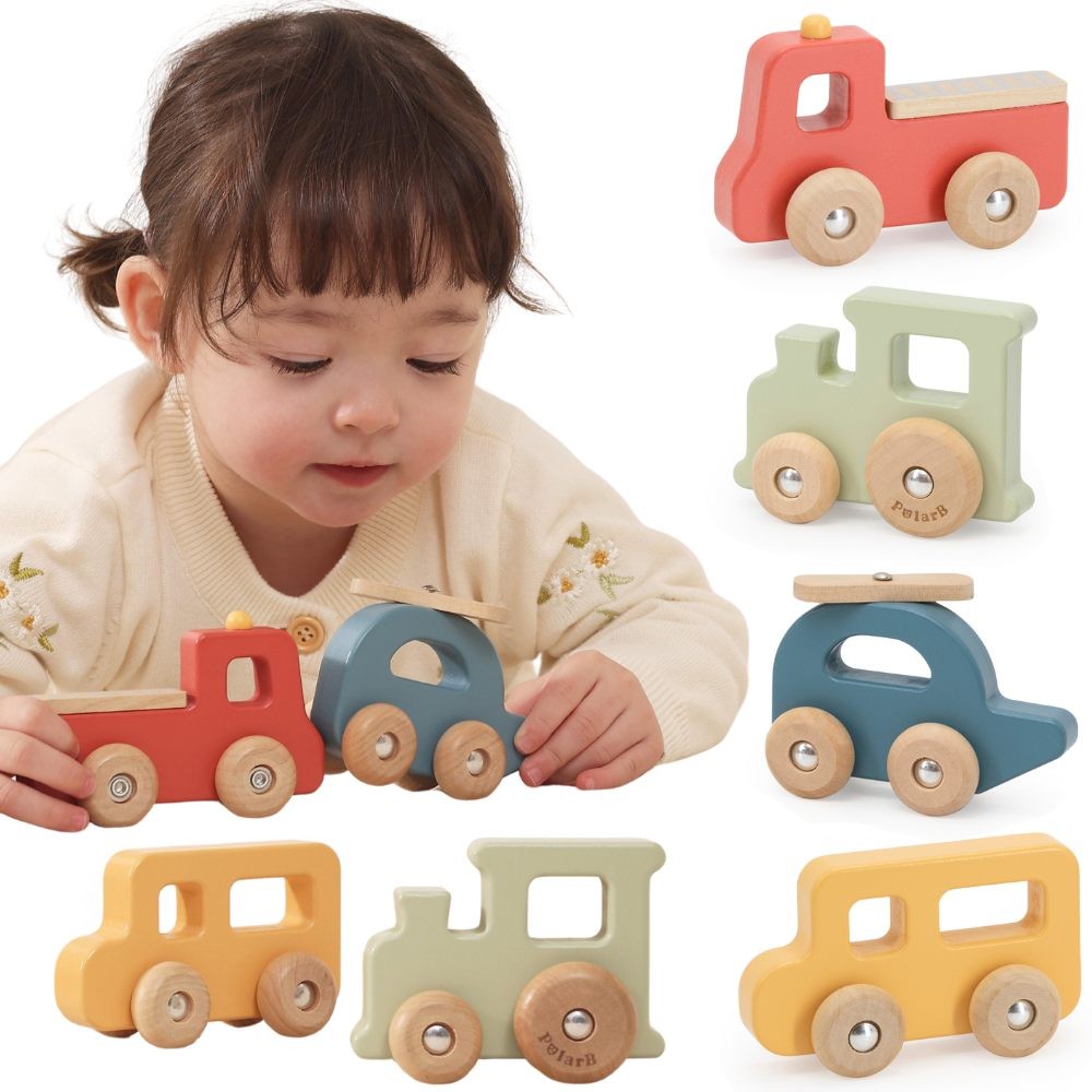 Viga PolarB Wooden Vehicle Set, 4 pcs for kids