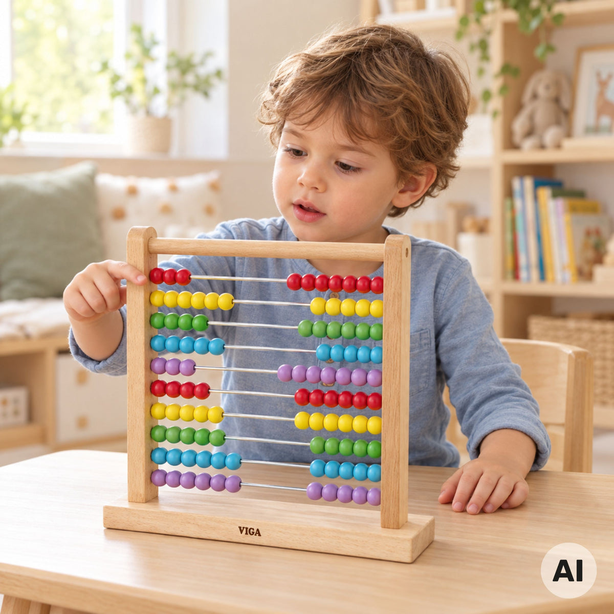 Viga wooden abacus – ten rows of beads for kids