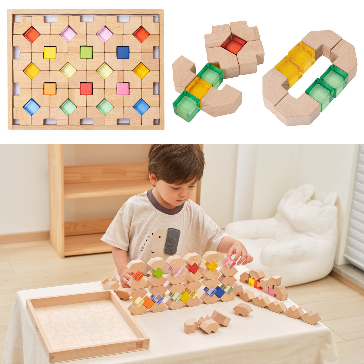 Viga light blocks 66 – beech wood cubes for kids