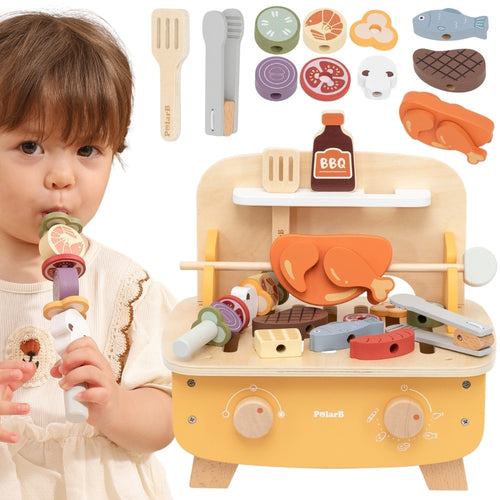 Viga PolarB Wooden BBQ Grill Play Set, 22 pcs