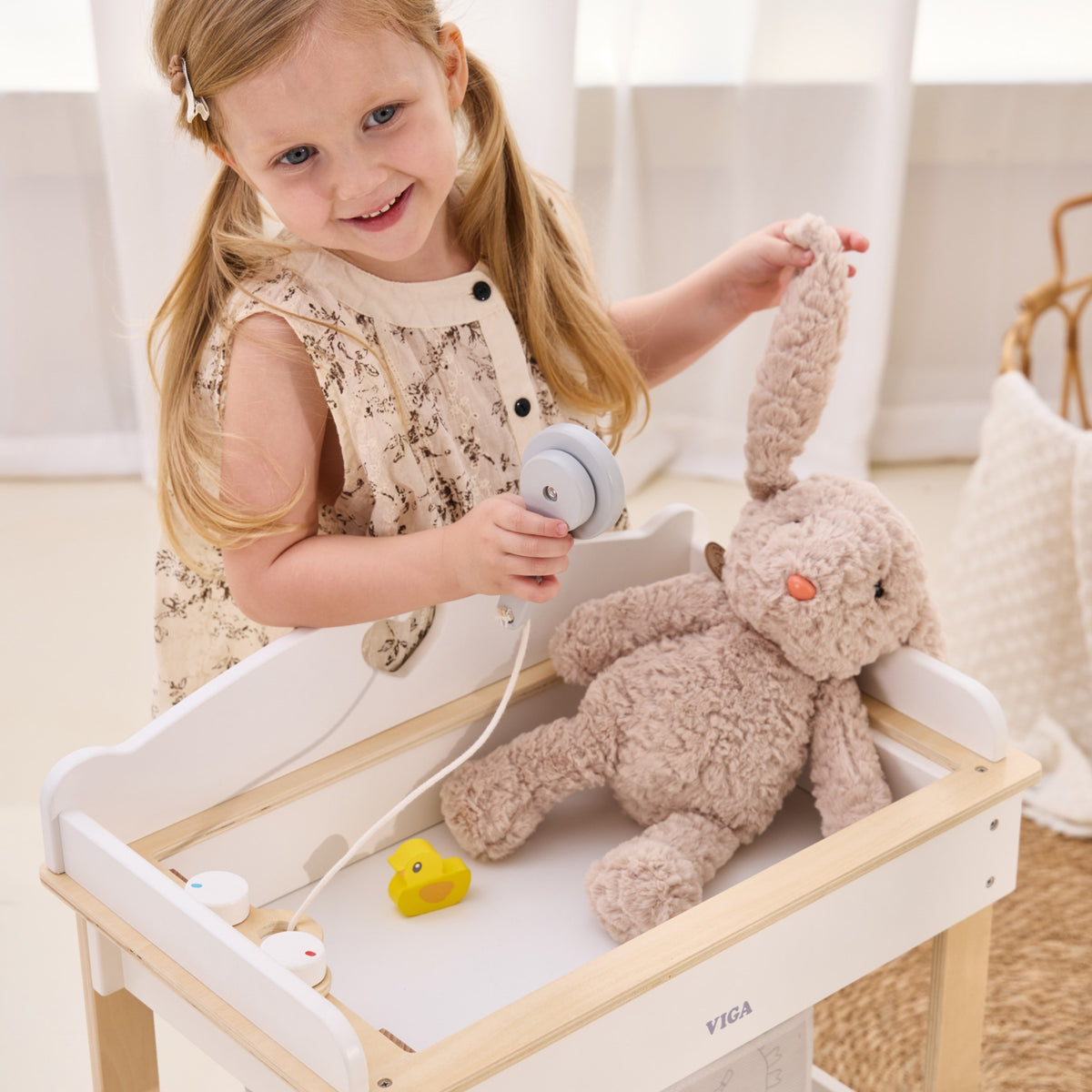 Viga doll changing table – yellow duck for kids