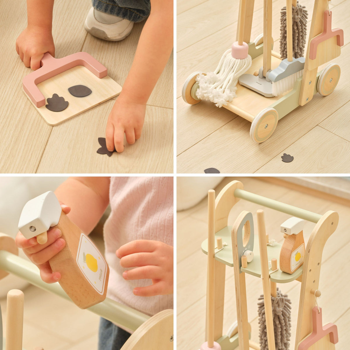 Viga wooden cleaning trolley – toy vacuum with magnetic rubbish