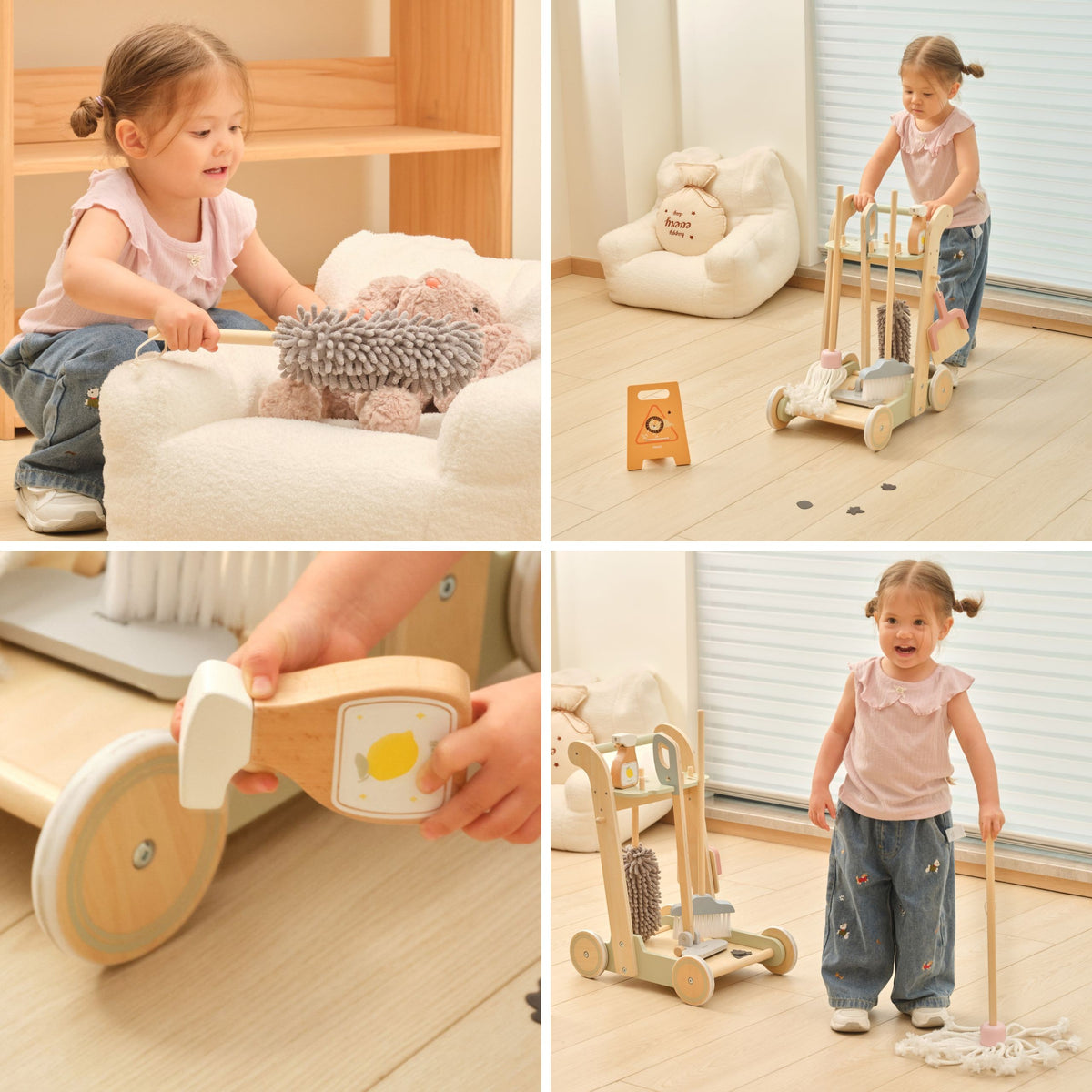 Viga wooden cleaning trolley – folding warning sign