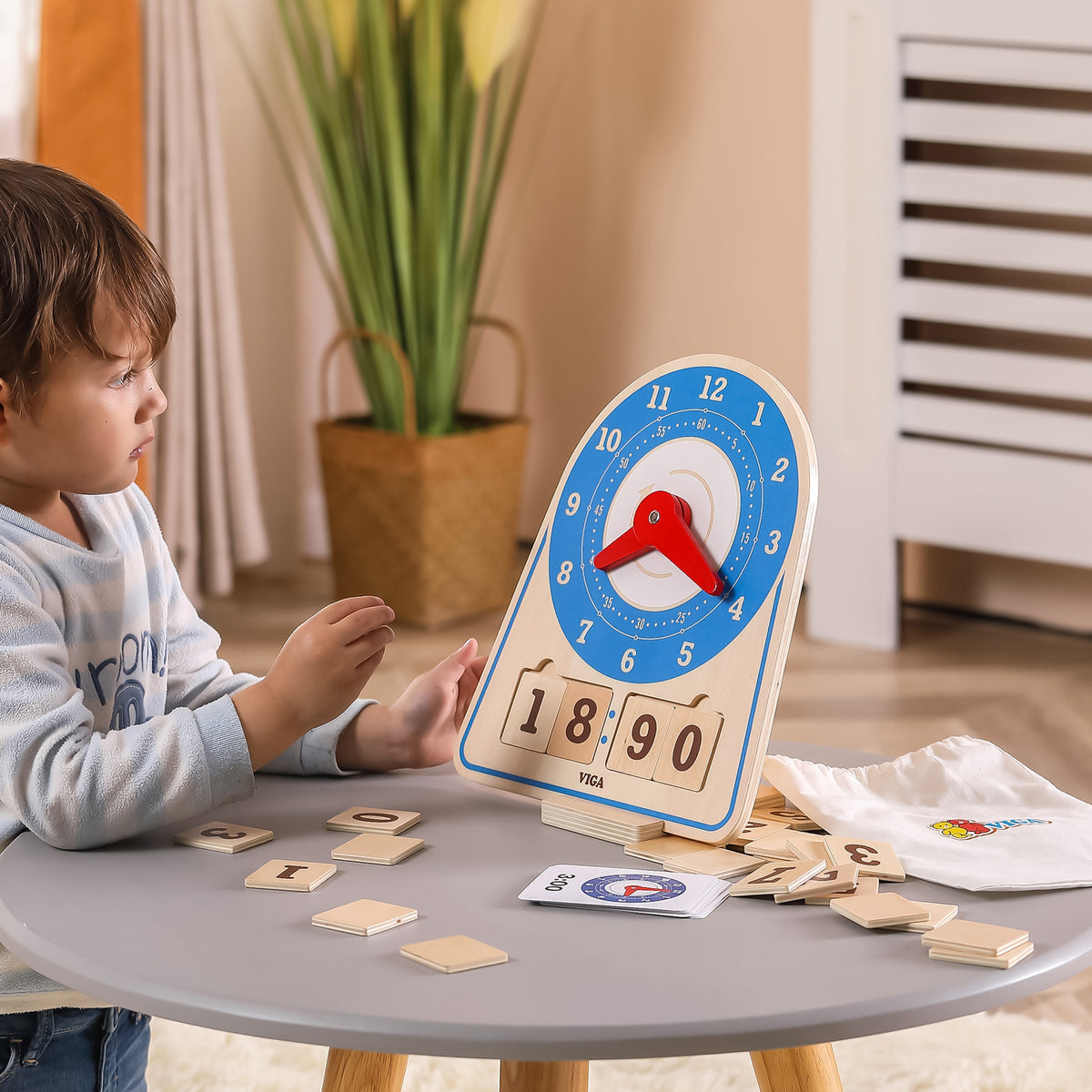 Viga learning clock – storage bag for kids