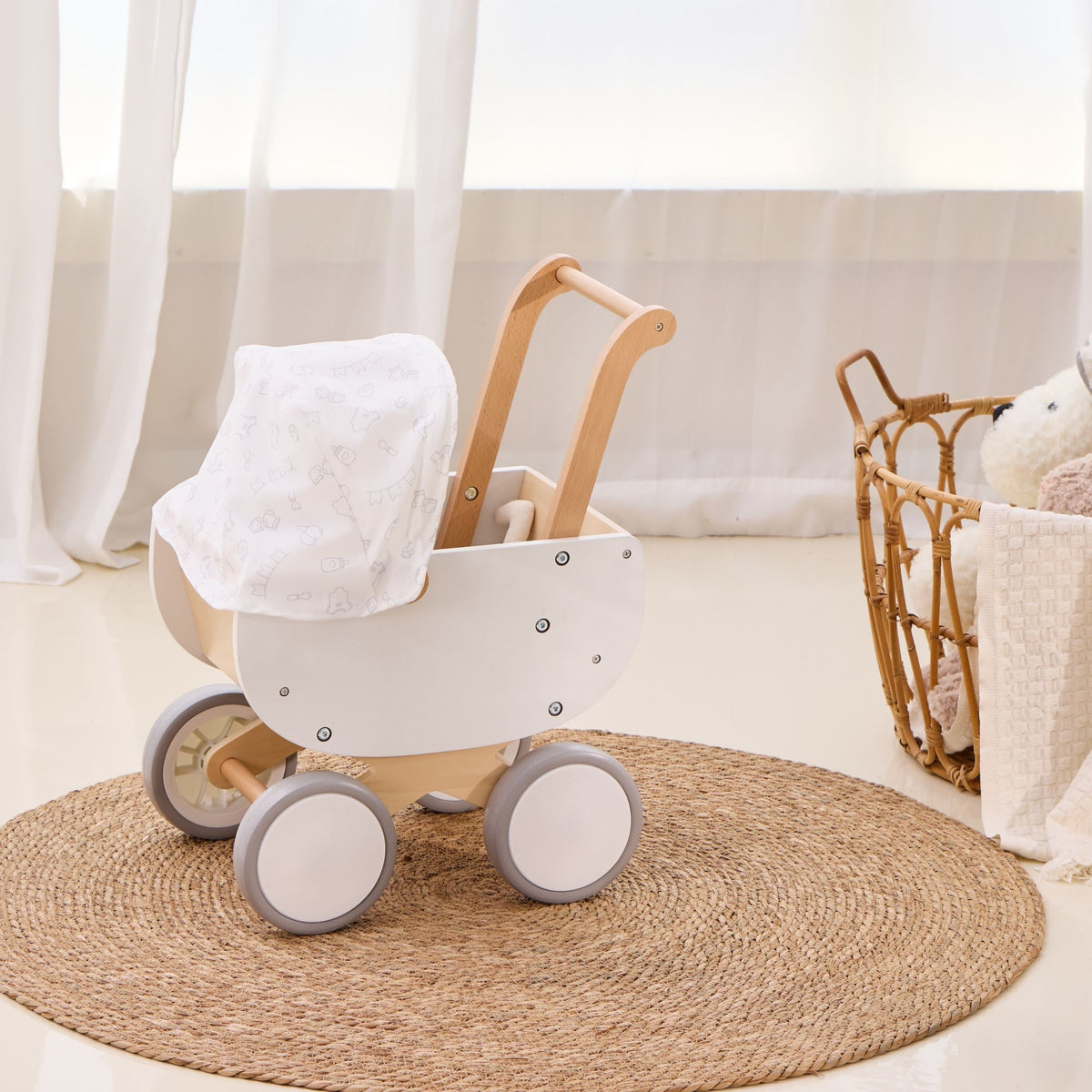 Viga wooden doll pram – EVA wheels for kids
