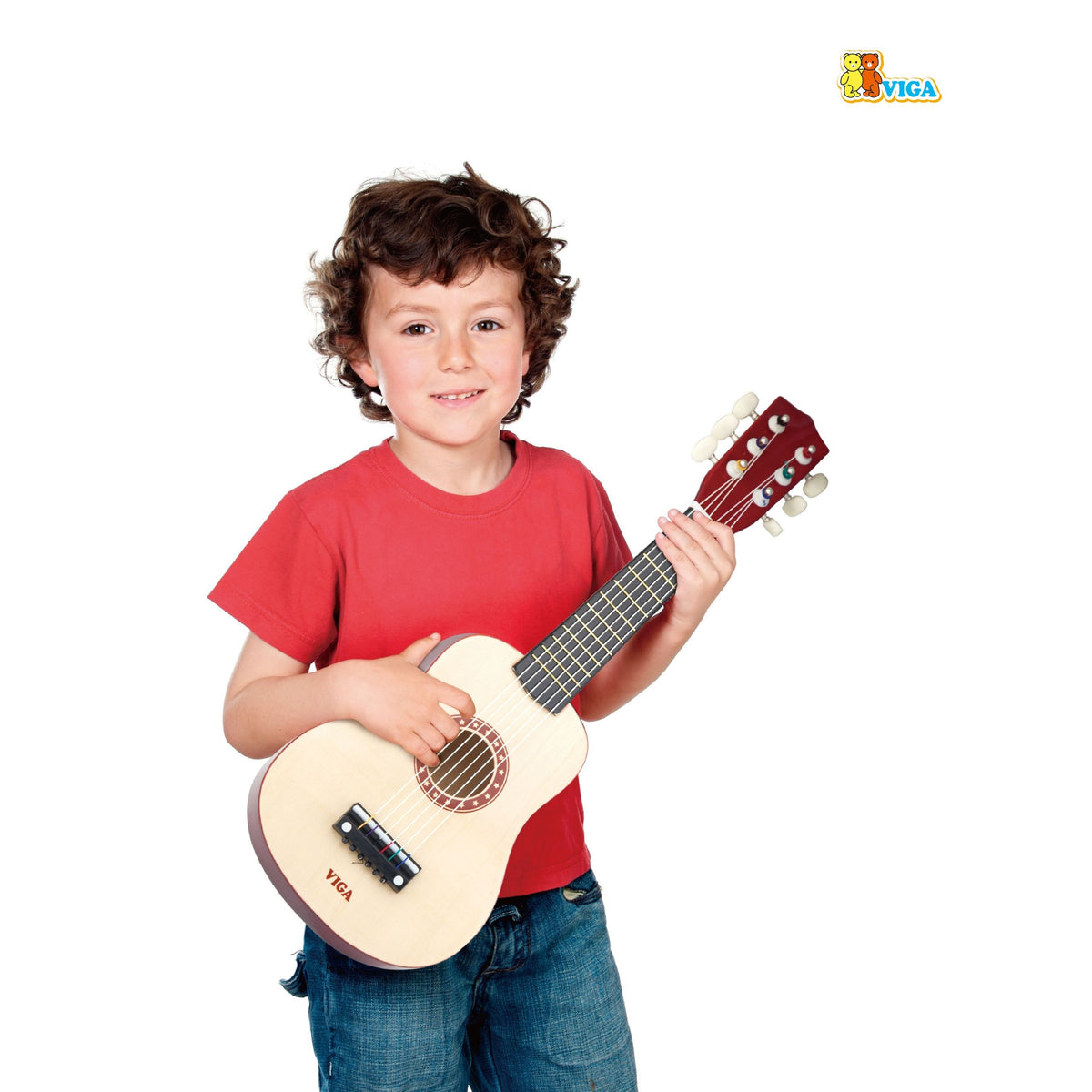 Viga wooden guitar 21 inch – strings close-up