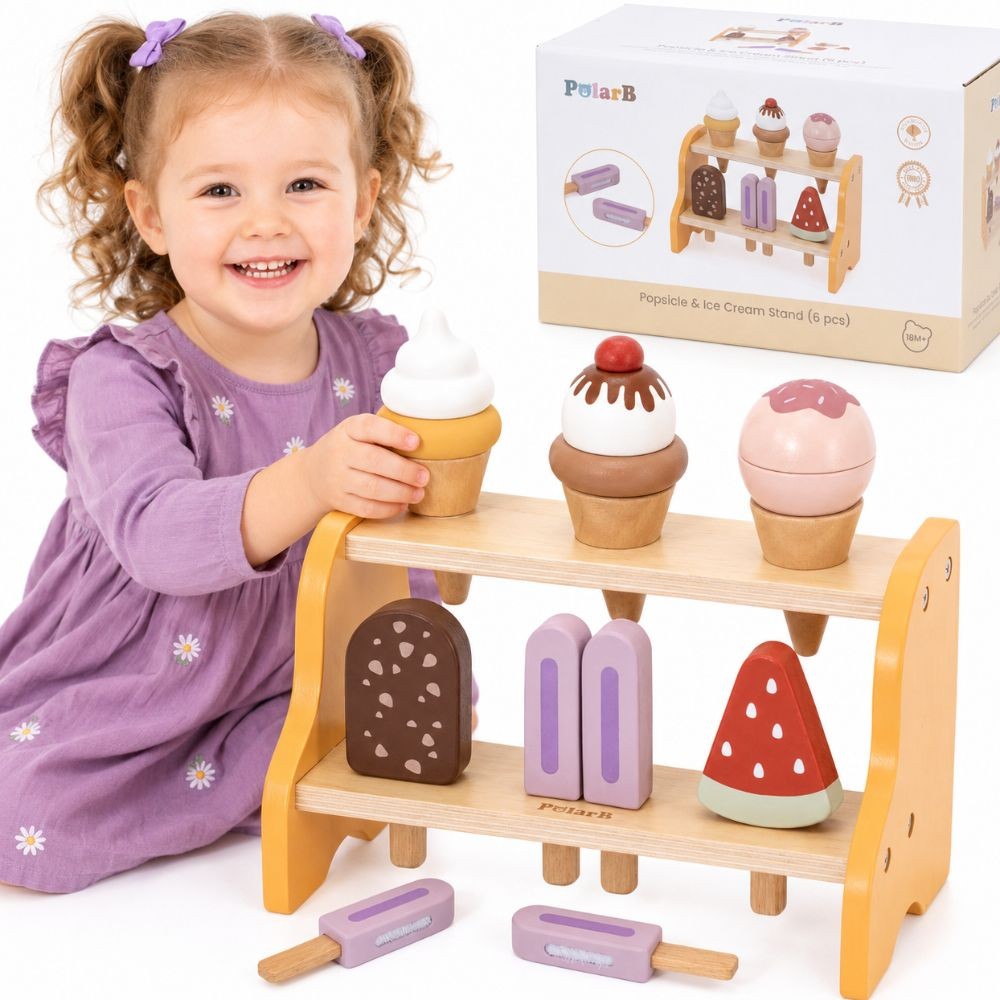 Viga Wooden Ice Cream Stand with 6 Ice Creams